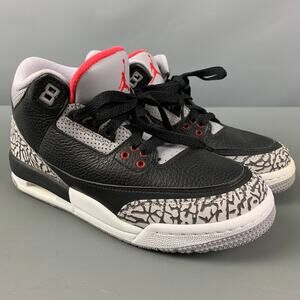 NIKE Size 6Y Black Grey Mixed Patterns Leather High Top Sneakers